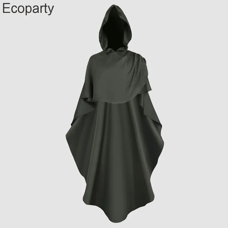 Nuovo Costume medievale uomo donna gotico assassino pagano scialle mantello con cappuccio nero verde vampiro diavolo mago Cosplay mantello Punk