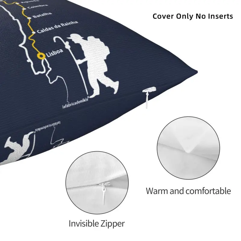 맞춤형 포르투갈어 카미노 데 산티아고 베개 케이스 쿠션 커버, 소파 사각 베개 케이스