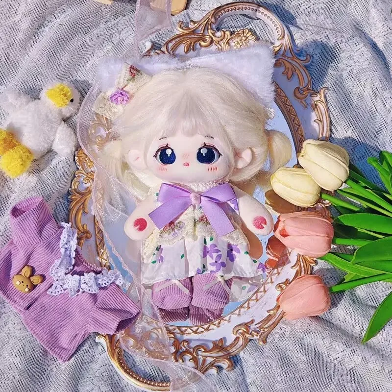 الأرجواني الحلو البطاطا القلقاس مواء 20 سنتيمتر القطن دمية الفتاة الملابس فستان الأصلي حقيقية كوس اللعب دمية فستان متابعة #2