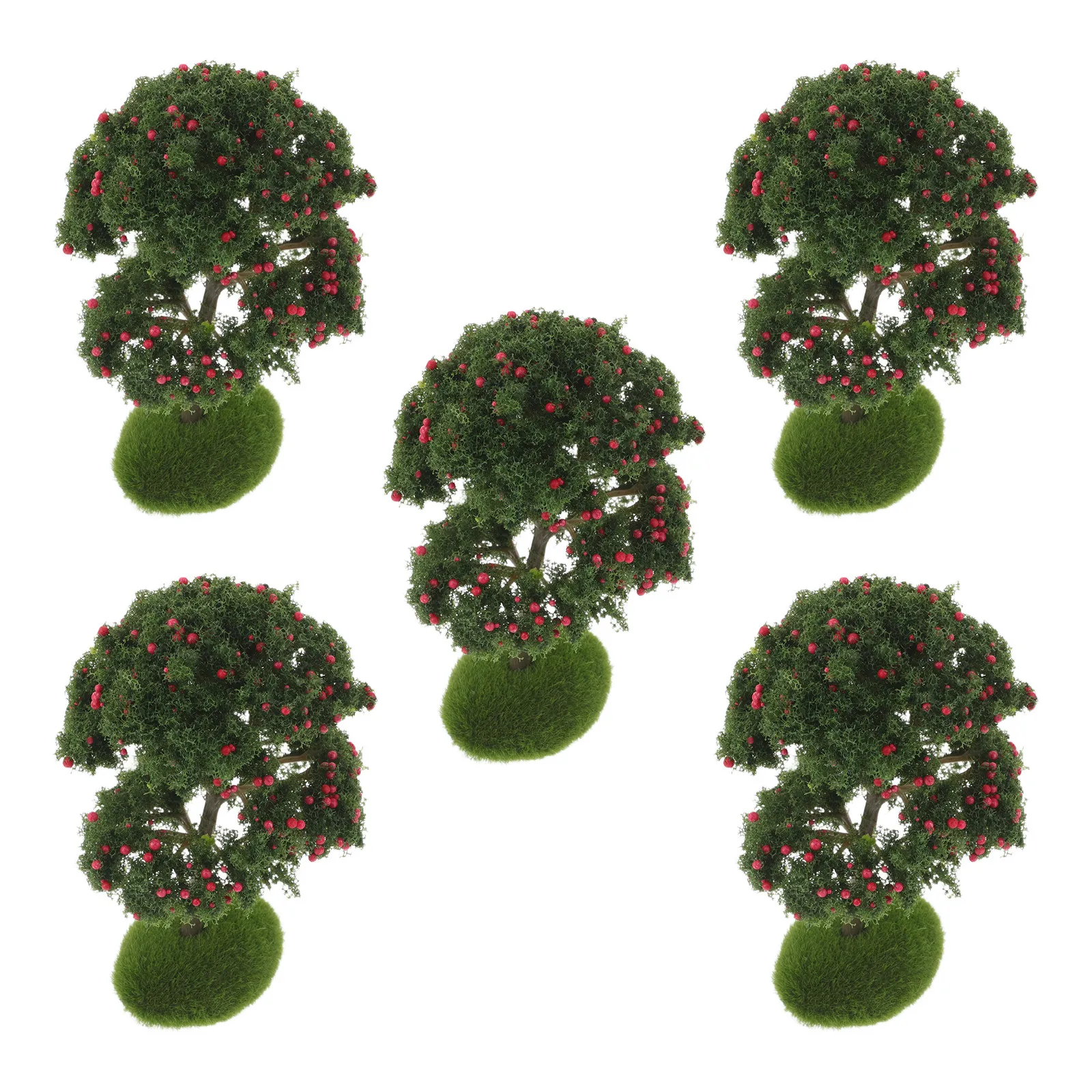 

5Pcs Miniature Artificial Fruit Trees Realistic Plastic Plant Sand Table Micro Landscape Decoration Scene Accessories