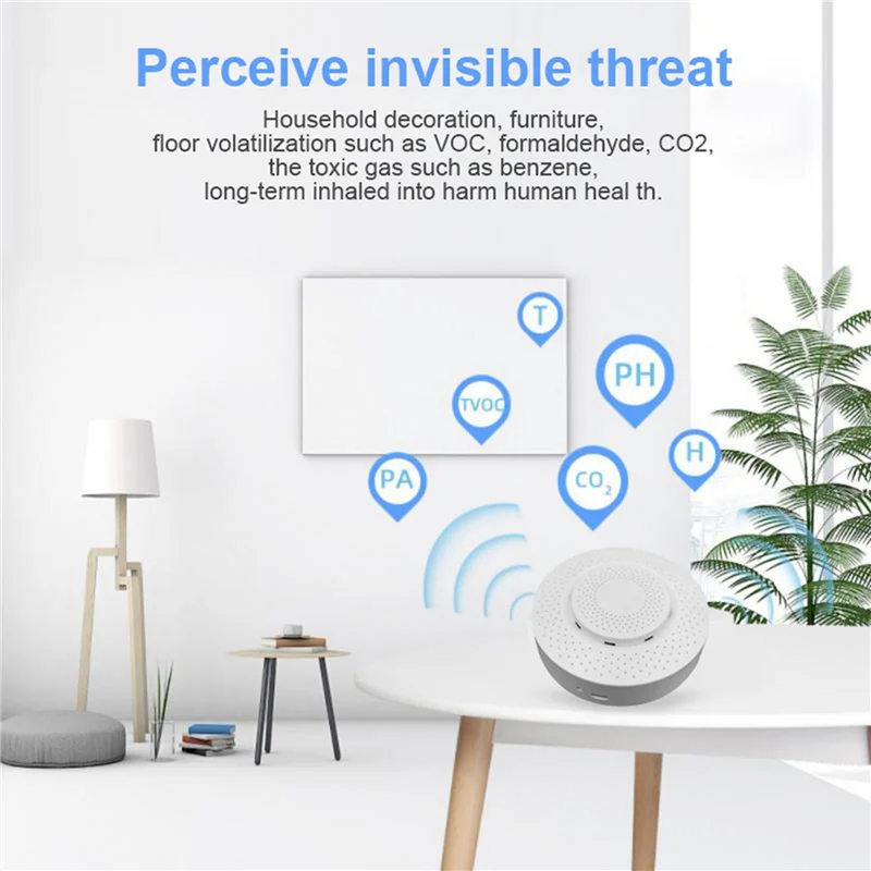 ABKQ-2X Zigbee/Tuya WIFI スマートエアボックス二酸化炭素検出器 CO2 ガスセンサーホルムアルデヒド VOC 温度湿度センサー