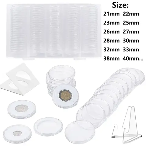 10-100pcs 21-45mm clear Plastic Coinning Holder Collecting Case for Coinnings Storage Capsules Protection Boxs Container