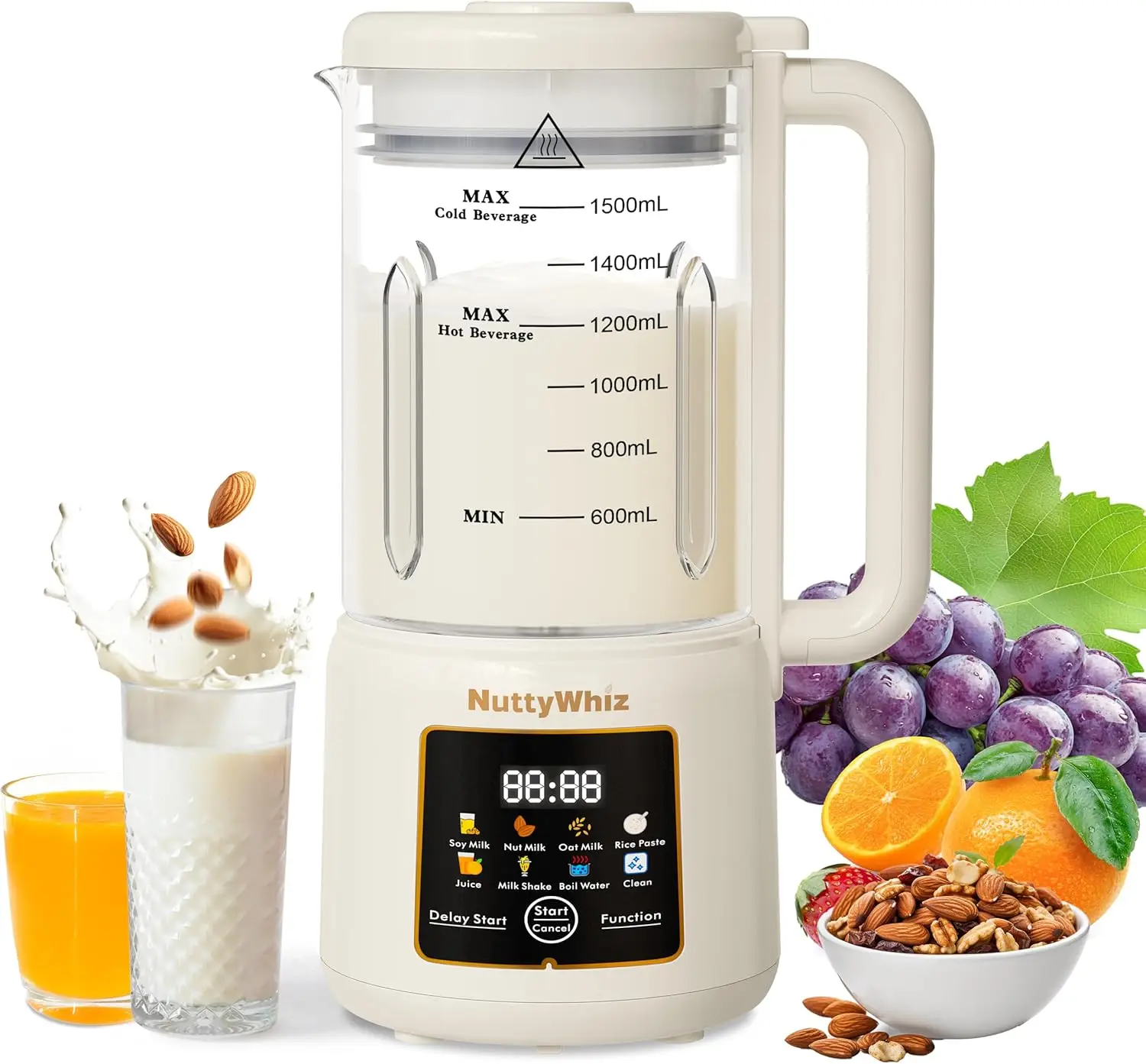 

8-in-1 Nut Milk Maker with 12 Blades, No Soak, Self-Clean for Almond/Soy/Oat Milk and Smoothies