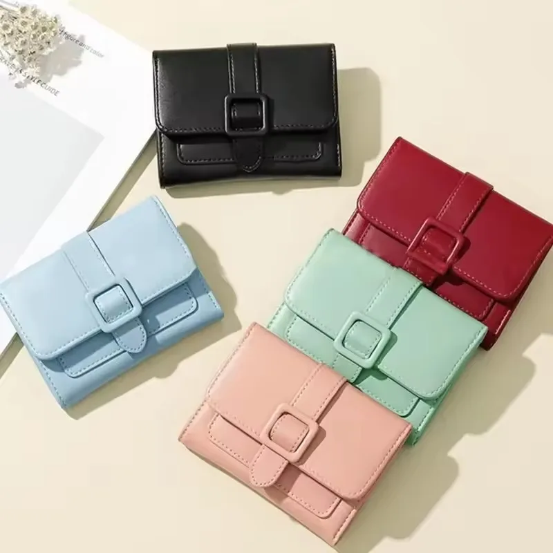 

Solid Coin Pures Ladies Candy Color Small Wallets PU Leather Card Holder Mini New Standard Short Purses for Women