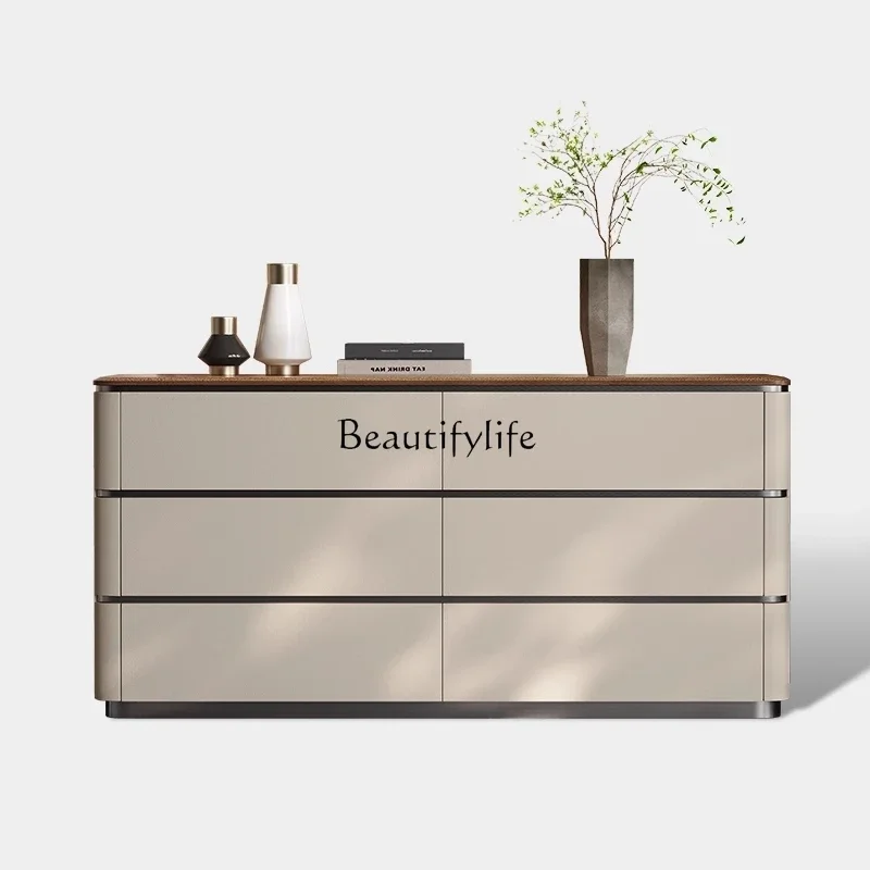 

LJY*Italian light luxury entrance cabinet walnut solid wood storage high-end bedroom designer dining side cabinet