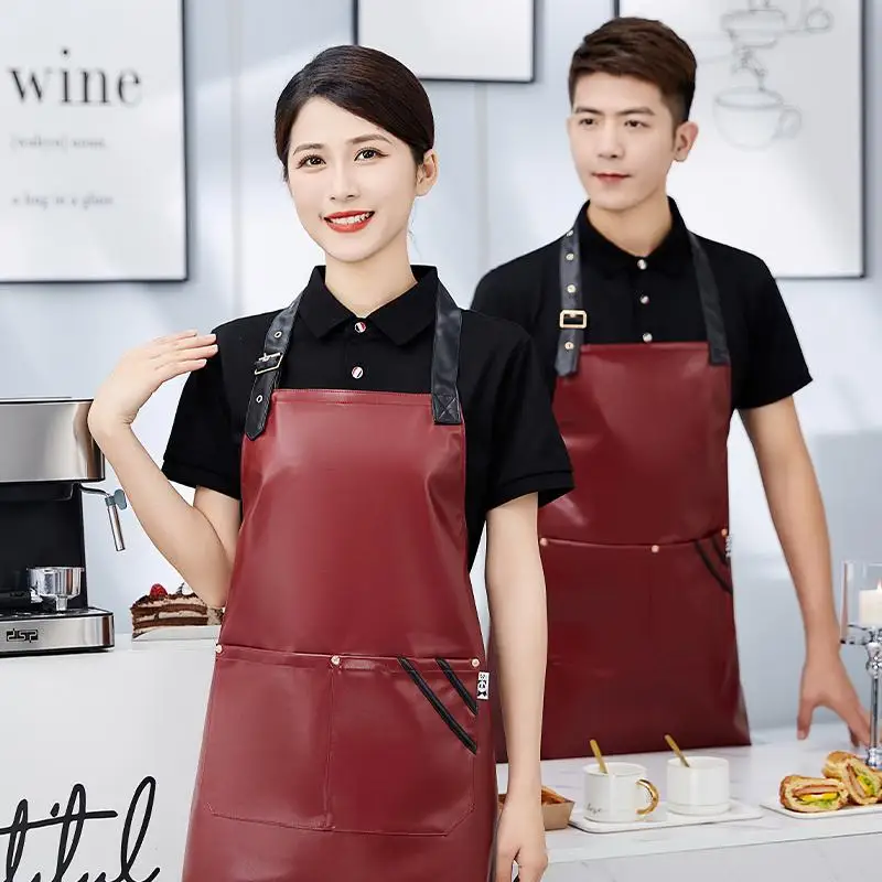 Customized your logo new fashion casual men and women soft PU leather apron