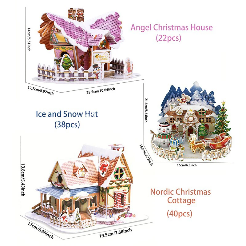 8 Style Christmas Castle Building 3D Puzzle Model X'max House Architecture Construction Jigsaw Puzzles Toys Kids Christmas Gift