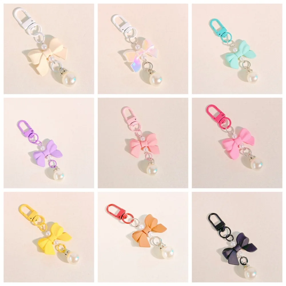 Fashion Candy Color Candy Color Bow Knot Pendant Key Chain Pendant Bow Knot Keyring Y2K Knot Imitation Bow Keychain Bag Pendant