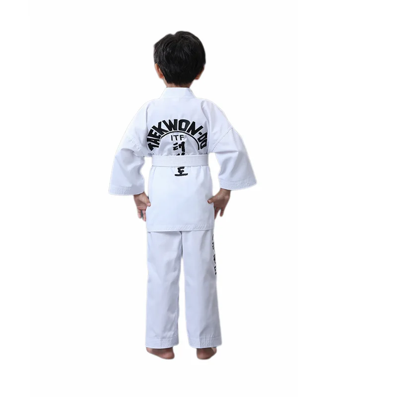 Light Taekwondo Dobok ITF Uniform Whole Embroidery  Martial Arts Student Fighter Suit With Free Whie Belt