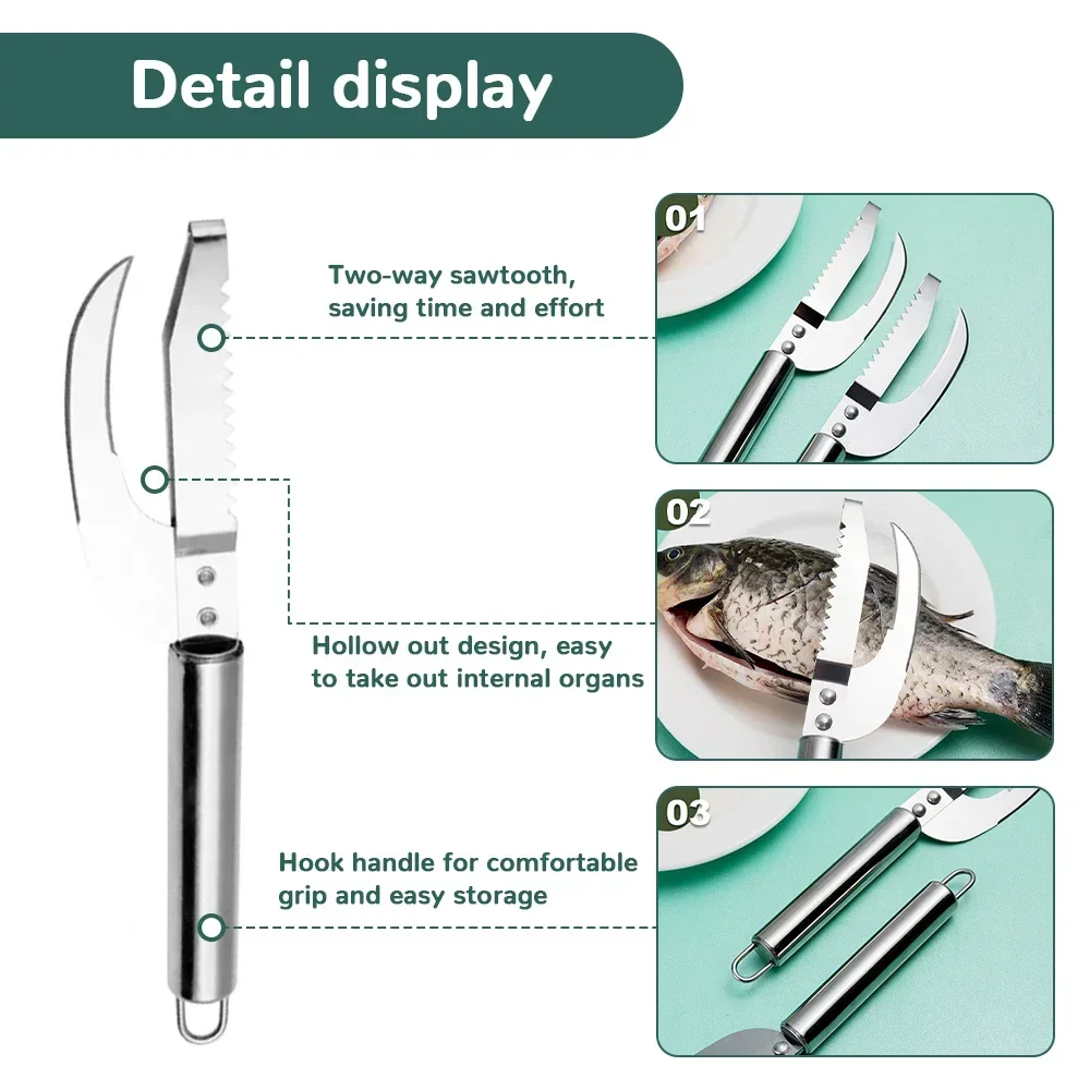 Fish Scaler Knife Stainless Steel Multifunction Fish Maw Scaler Knives Cleaning Shrimp Peeler Kitchen Tools Fish Scale Remover