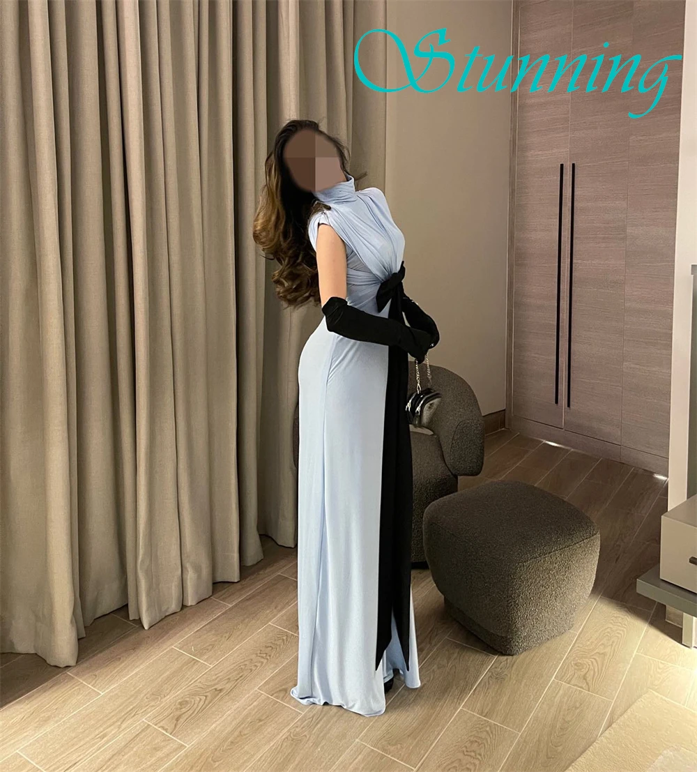 Customized Temperament High Collar Evening Dress Elegant Chiffon Prom Dresses Luxury Contrast Color Special Occasion Gowns