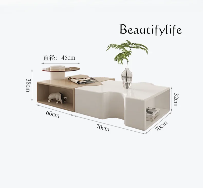 French cream wind light luxury coffee table TV cabinet combination irregular special shape