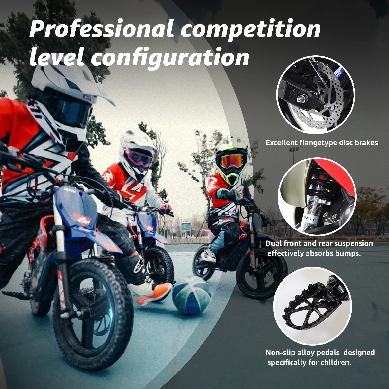 Motocykl elektryczny dla dzieci RFN Warrior Kids E250, 36V 400W, terenowy, z 3 biegami, zasięg 18 km, dla dzieci w wieku 3-6 lat.