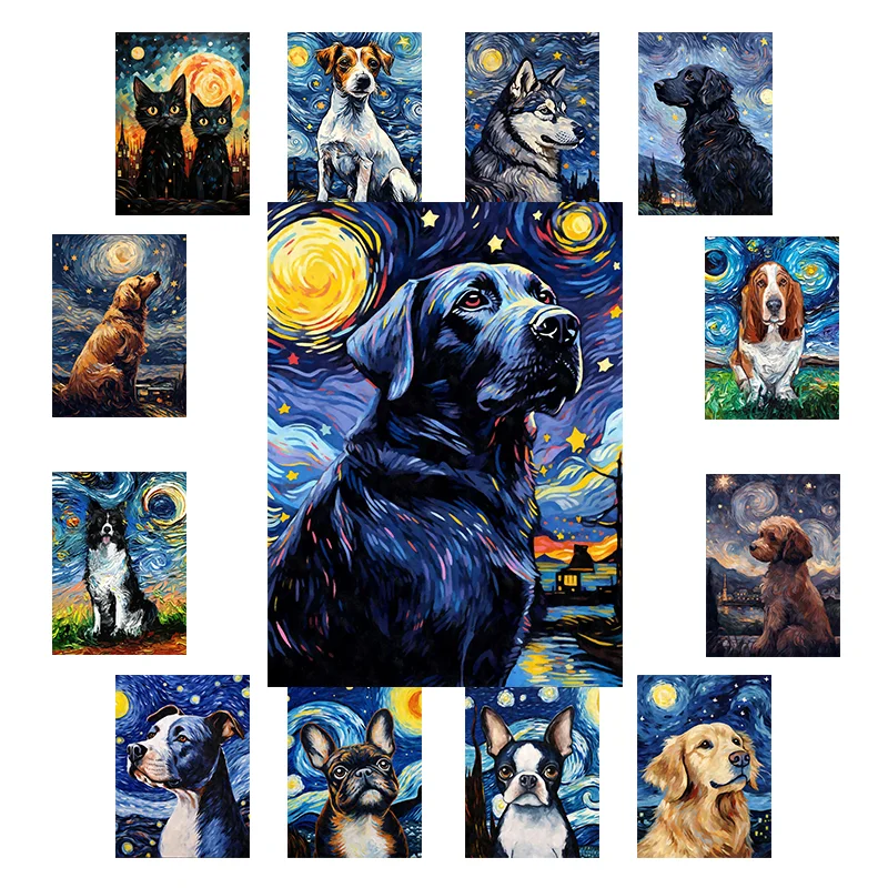 Van Gogh The Starry Night fusible dogs naszywki termoprzylepne samoprzylepne naklejki termotransferowe