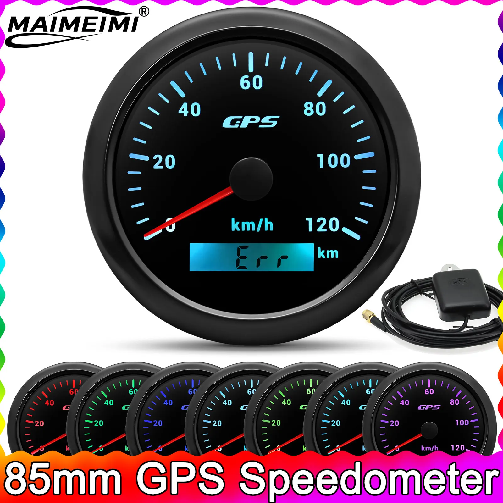 

GPS-спидометр 30-200 км/ч, 85 мм, с ЖК-дисплеем и GPS-антенной для автомобилей, мотоциклов, лодок, 12В/24В