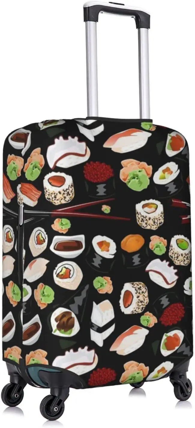 Funda protectora para maleta, Protector de patrón para Sushi japonés negro para viaje, a prueba de polvo y antiarañazos, funda protectora para