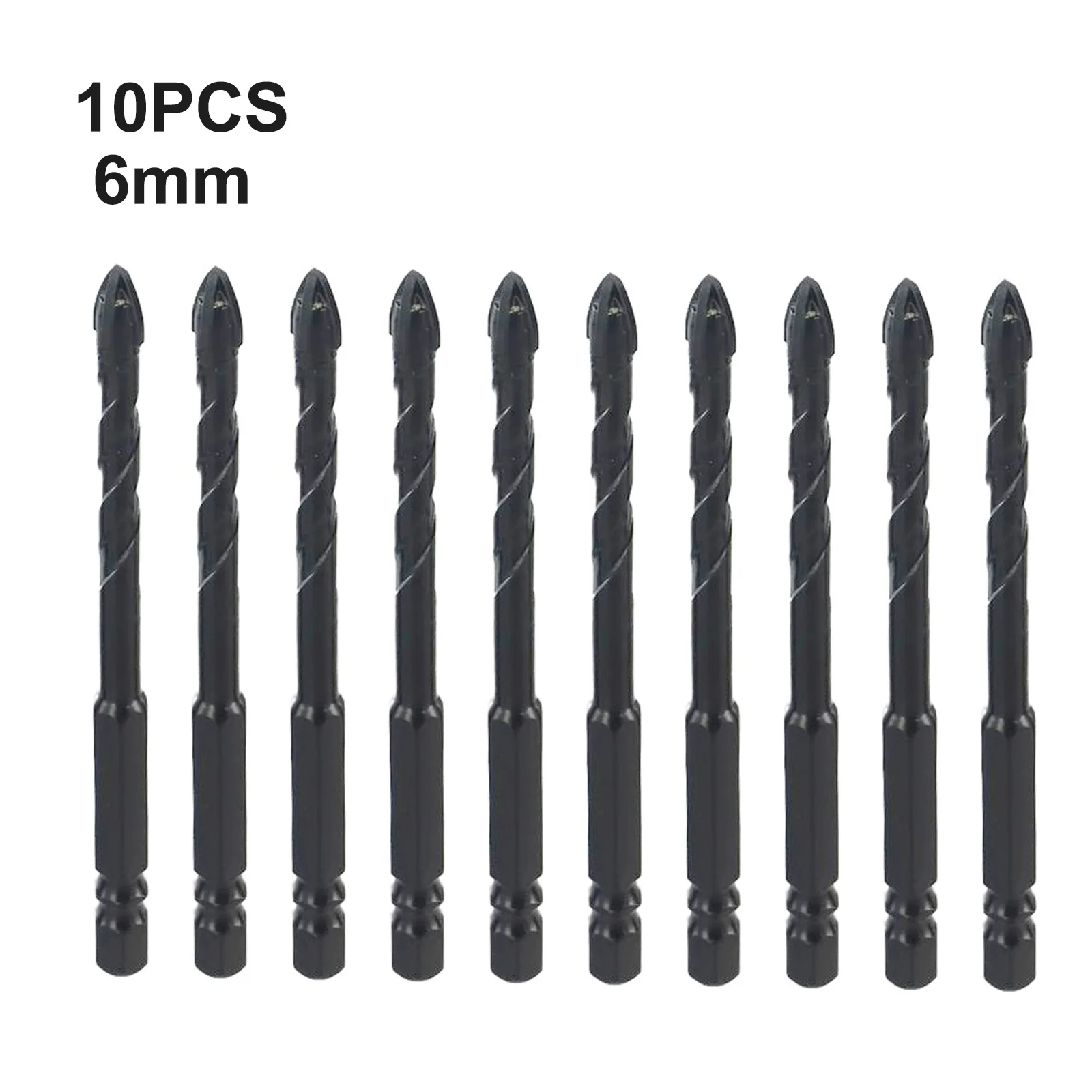 

10pcs 6mm Tile Drill Bit Glass Ceramic Hex Shank Cross Spear Head Tile Drill Bit For For Drilling Ceramic Tiles