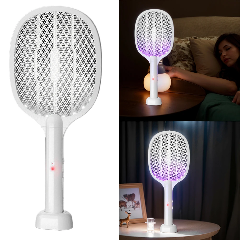 

Электрическая мухобойка 2 в 1, ручная мухобойка, безопасная мухобойка и лампа-ловушка для комаров для борьбы с вредителями в помещении и на открытом воздухе