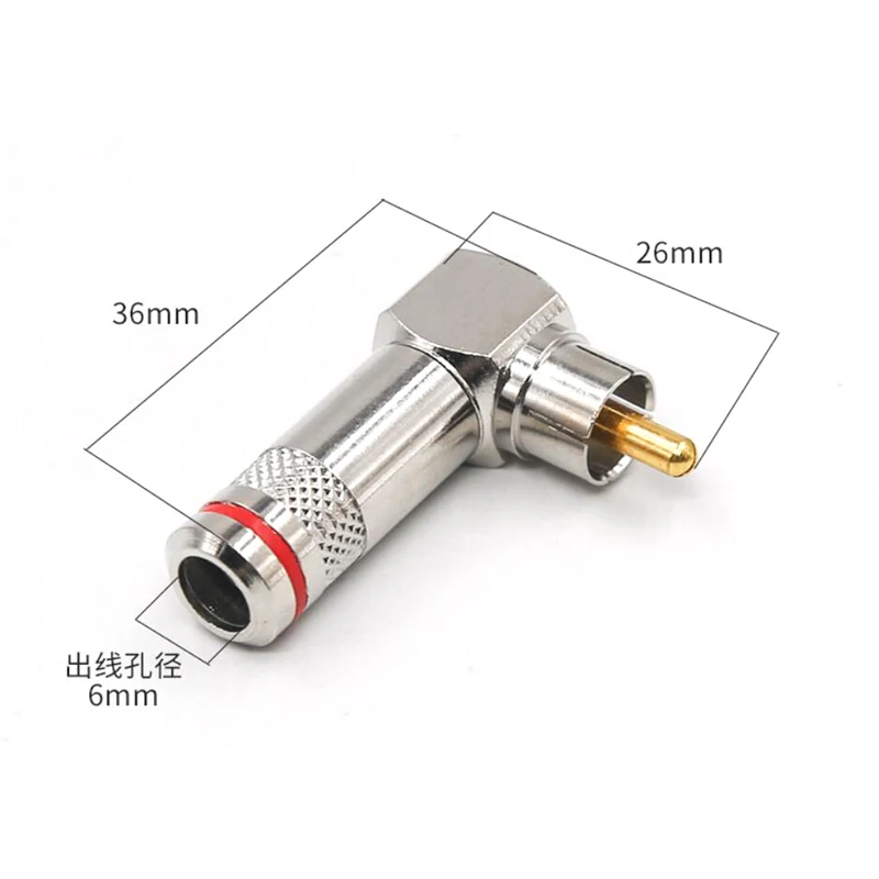 1PC P737 L-Type RCA Right Angle Connector 90-Degree Elbow Solder Free Lotus Plug AV Color Difference Line Audio