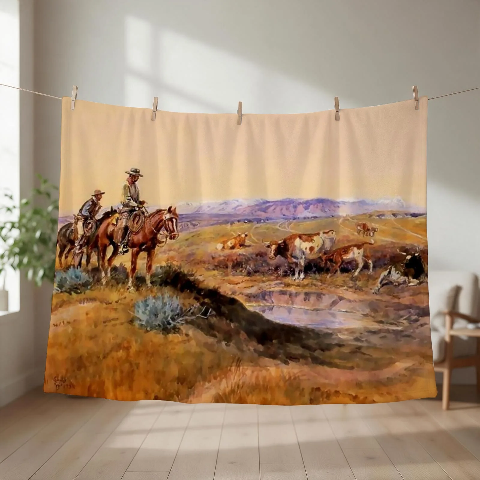 “Worked Over” Western Art by Charles M Russell Throw Blanket blankets and throws Comforter For Baby Blankets