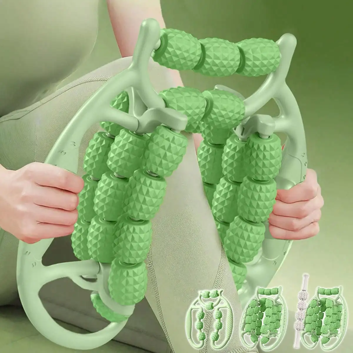 

29 roller handheld leg beauty tool yoga stick ring leg clamp roller stick deep tissue trigger point rapid recovery