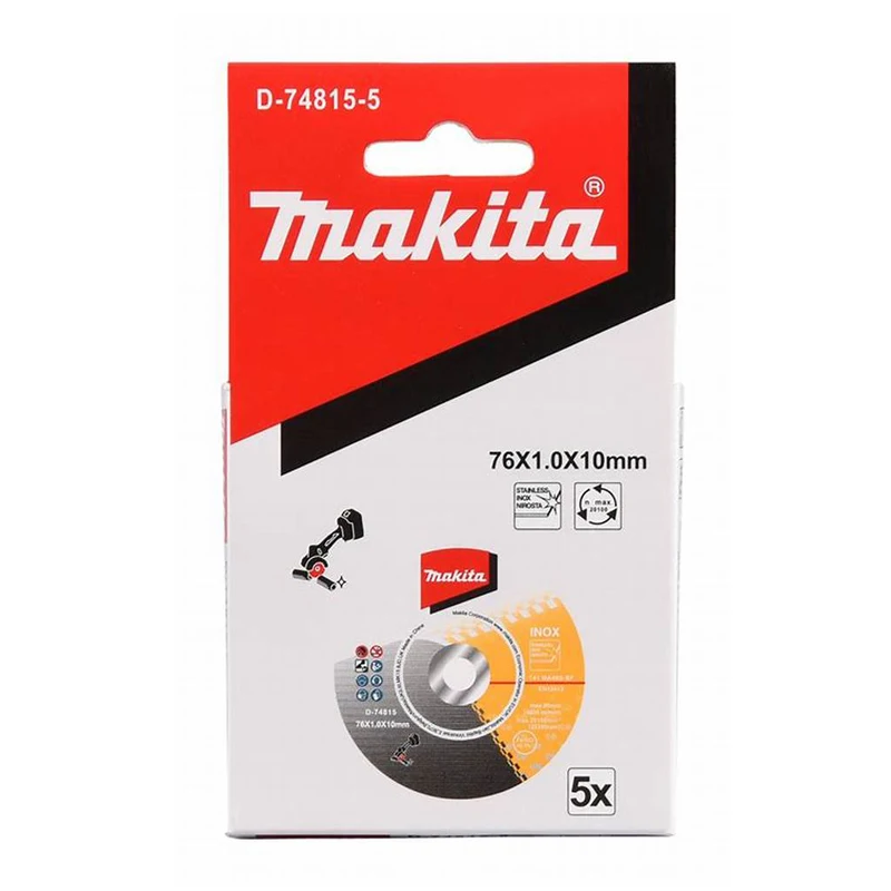 Makita D-74815-5 Cut Off Wheels For Stainless Steel Metal 76mm 5-Pack Circular Cutting Saw Blades For DMC300 DIY Household Tool