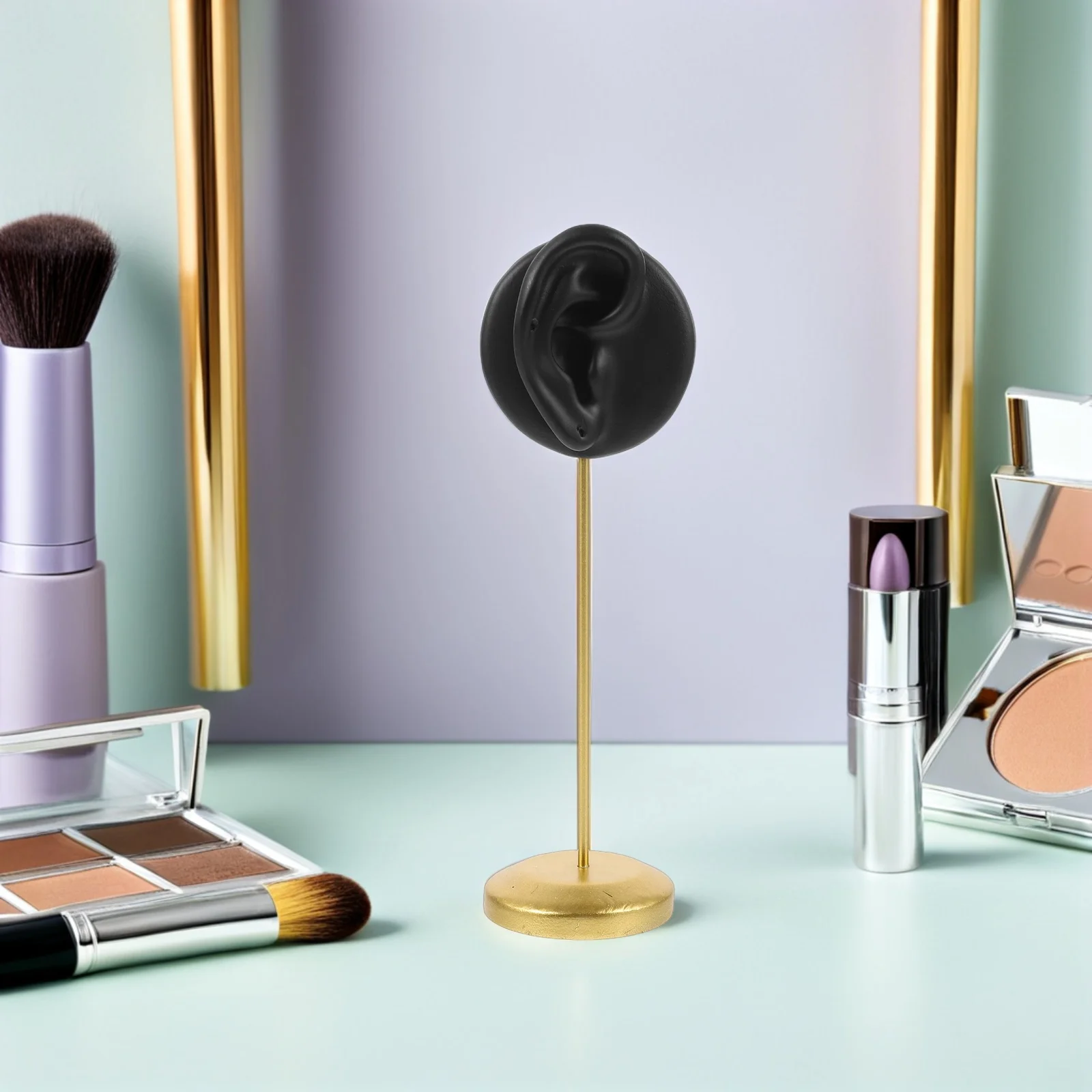 2Pcs Ear Shaped Earring Display Stand Resin Holder Metal Base Piercing Stud Organizer Jewelry Rack for Selling Window Counter