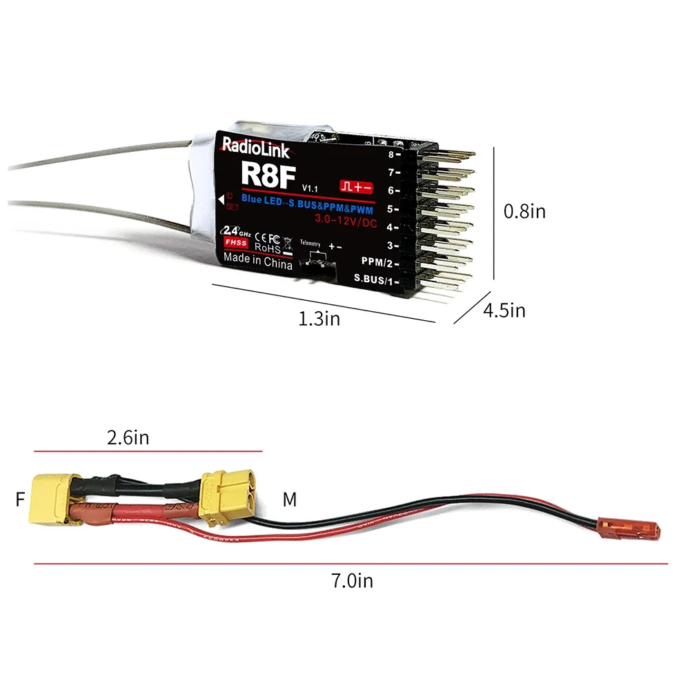 Radiolink Receptor de Controle Remoto, R9DS, R12DSM, RC, 9 Canais de Informação, R9DS, R12DSM, SBUS, PWM, PPM, Compatível com Sinal, AT9S, AT10II