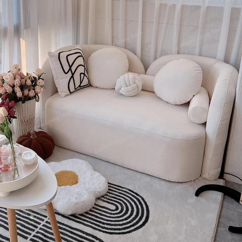 

Two Seater Lazy Sofa Nordic Modern Simple White Puffs Living Room Sofas Recliner Floor Reading Woonkamer Banken Home Furniture