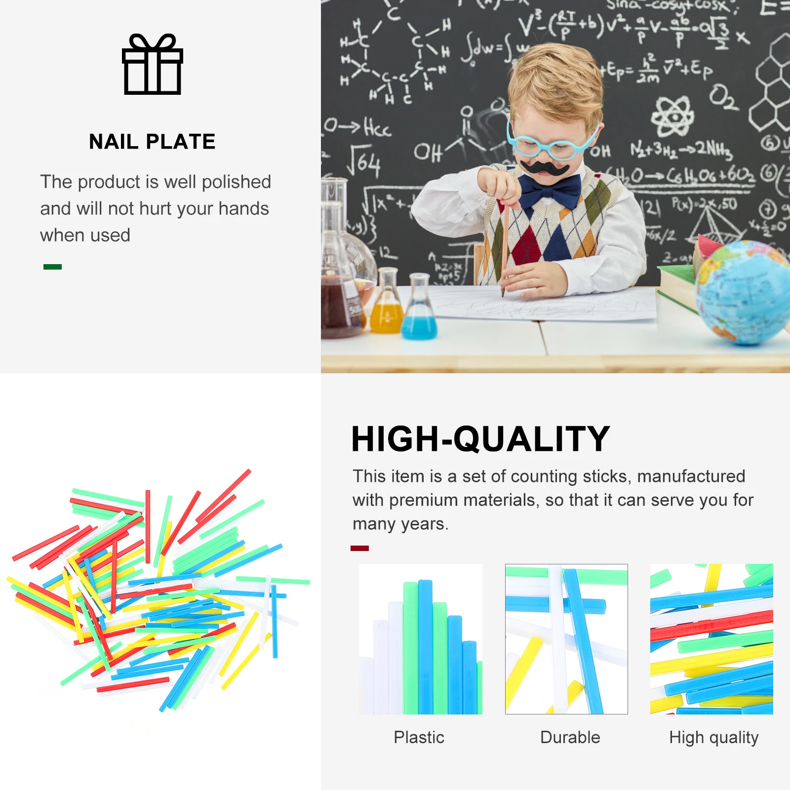 Counting Sticks 6cm Square Number Rods Plastic Arithmetic Teaching Aids Kids Math Toys Educational Gifts