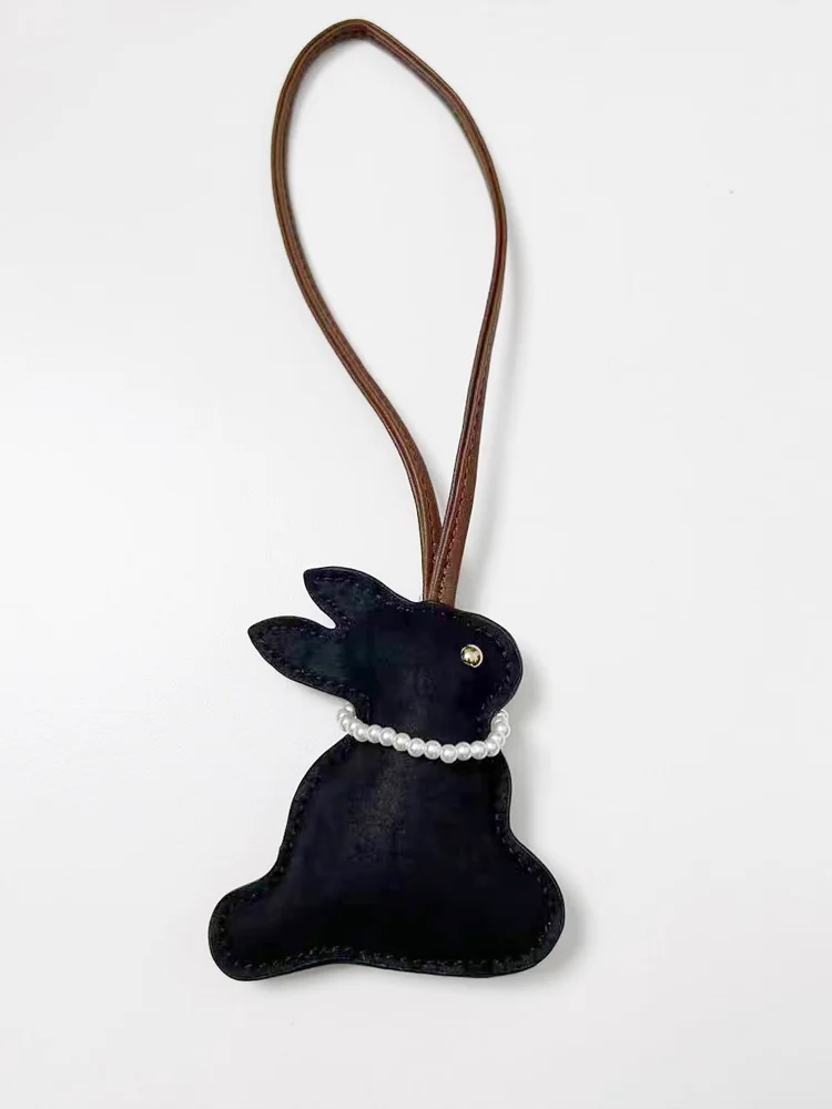 New Arrival PU Leather Black Rabbit Bag Pendant Handmade Keychain For Man Or Woman Gift