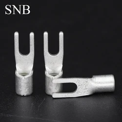 SNB1.25/2/3.5/5.5/8/14/22 Copper Brass U Fork Furcate Wire Cable Electric Connector Lugs Spade Non-Insulated Crimping Terminal