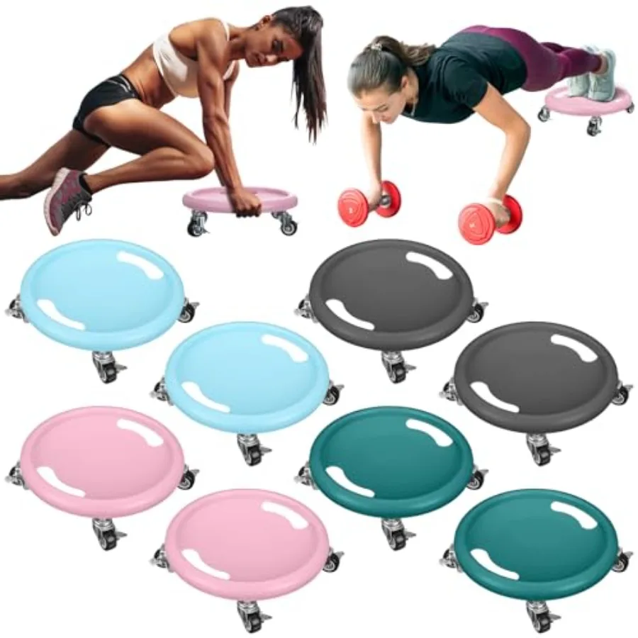 

8 Pcs Abdominal Exercise Roller Wheel Core Workout Trainer with Sliders for Abdominal Strengthening Equipment in Black and Red