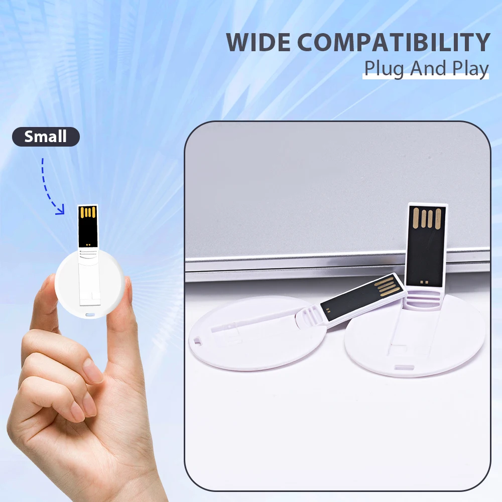Mini Round Card PenDrive High Speed USB 3.0 Flash Drive 64GB 32GB Memory Stick 16GB 8GB White For Laptop U Disk Creative Gifts