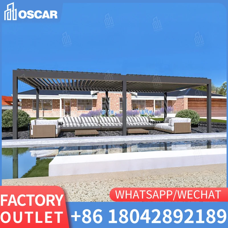 Professional Custom Standard Size Electric Pergola Motorized Bioclimatic Aluminium Pergola