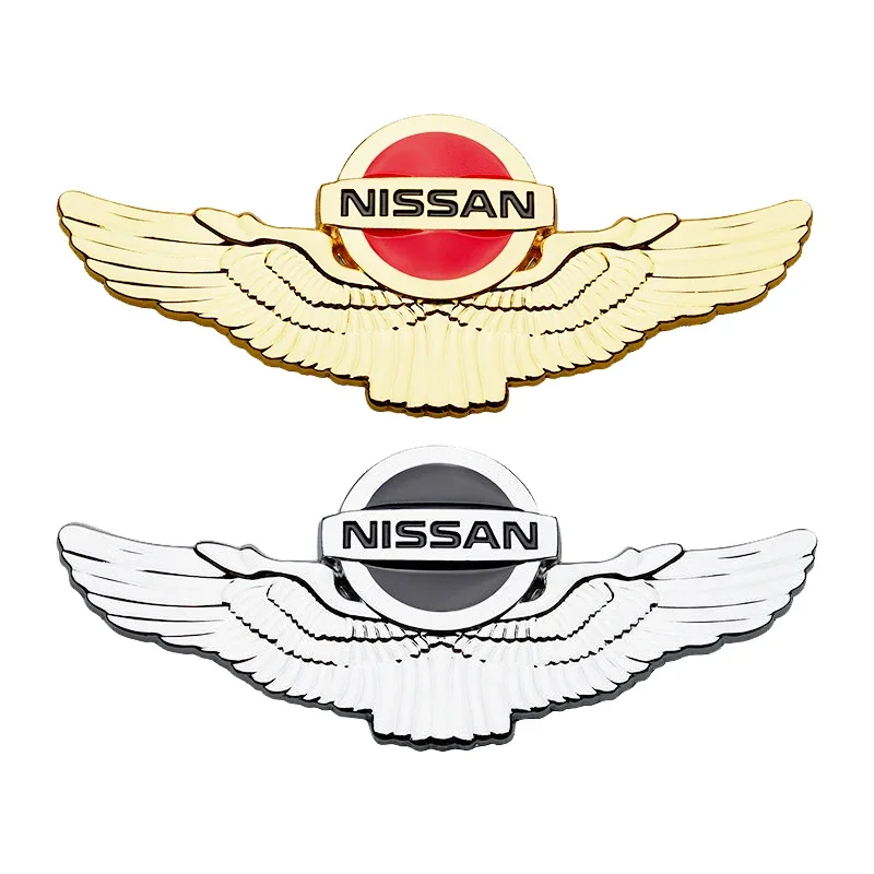 3D Metal Car Wings Badge Sticker Emblem for Nissan Nismo Sylphy Qashaqai Juke Leaf Note Titan Altima Xterra Sentra Decoration