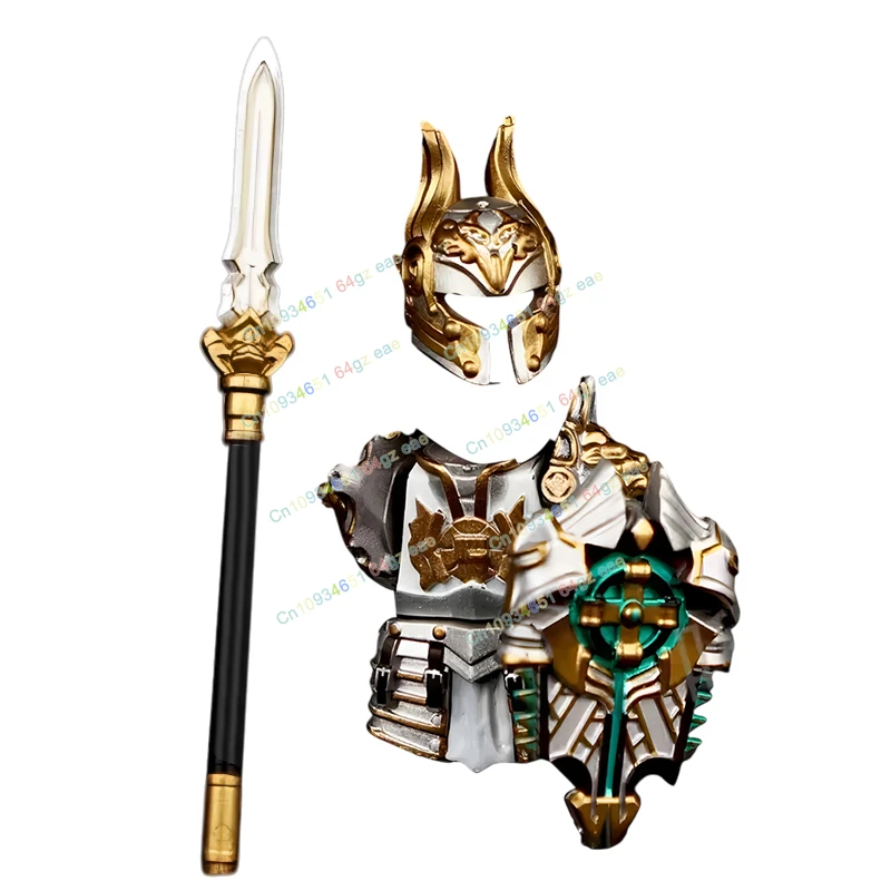 S124-127 Cavaliere militare medievale Cavallo da guerra Armatura pesante Accessori Scudi Armatura Armi Modelli Giocattoli per bambini Regalo di Natale