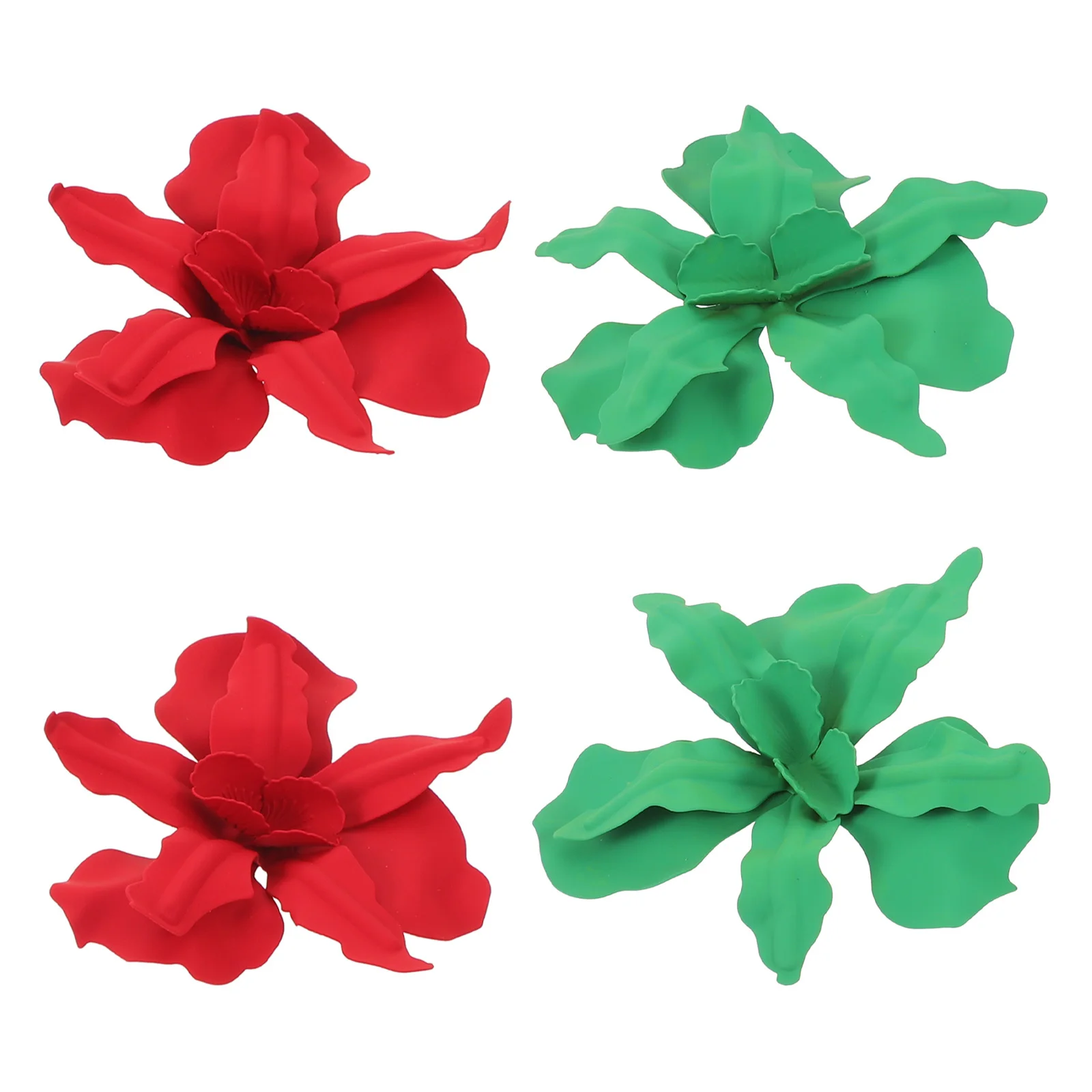 

2Pairs Eyecatching 3D Flower Petal Earrings Women Lightweight Zinc Alloy Big Dangle Floral Jewelry for Stylish Daily Wear