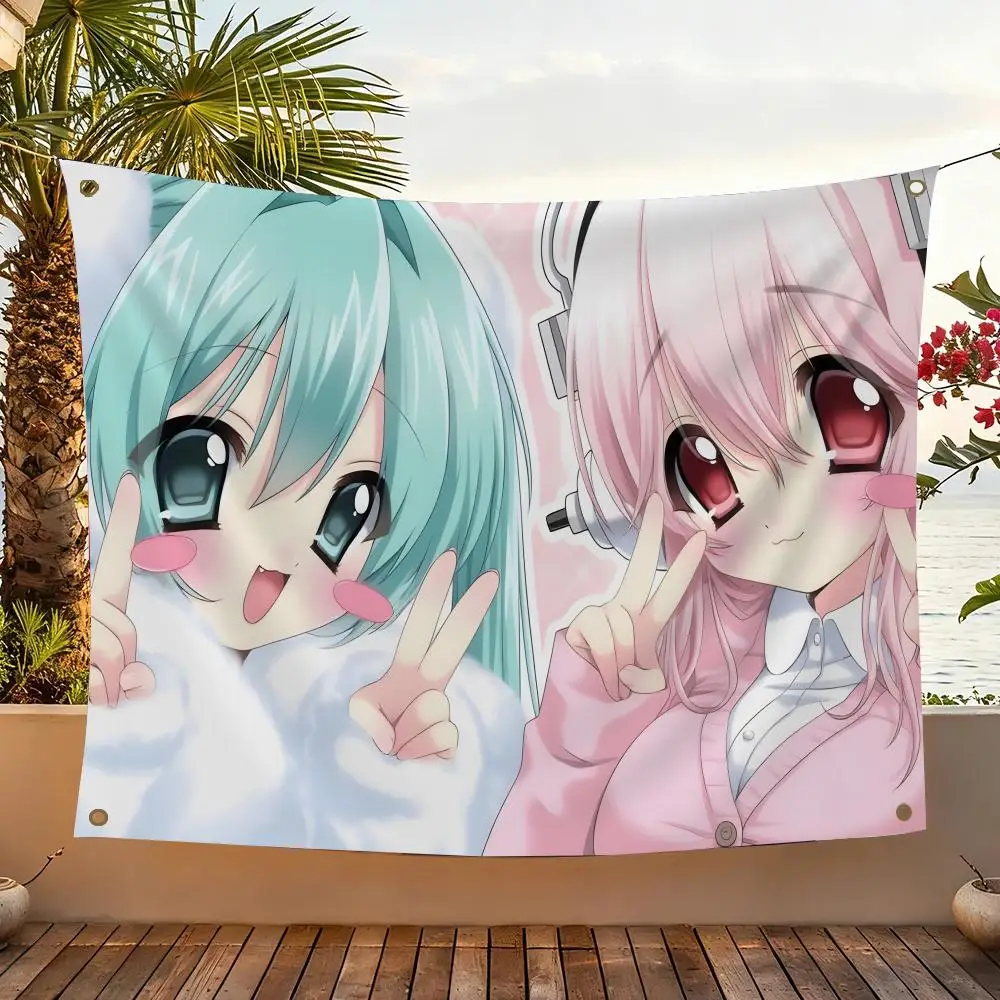 Character Super Sonico Flags Home Yard & Garden Decor Banner – Wandhängende Flagge für den Innen- und Außenbereich – Detail 1