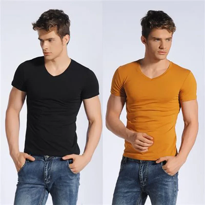 Summer Men's Short Sleeve T-Shirt Round Neck Solid Color Base Layer Top Slimming Smooths Your Silhouette Trendy Black White