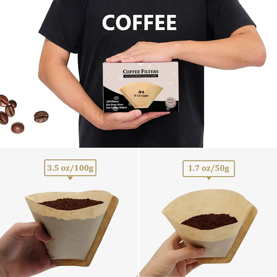 Cone Coffee Filter 8-12 Cup, Unbleached Natural Paper, No Blowout,  Disposable for Pour Over and Drip Coffee Maker, 100 Count - AliExpress