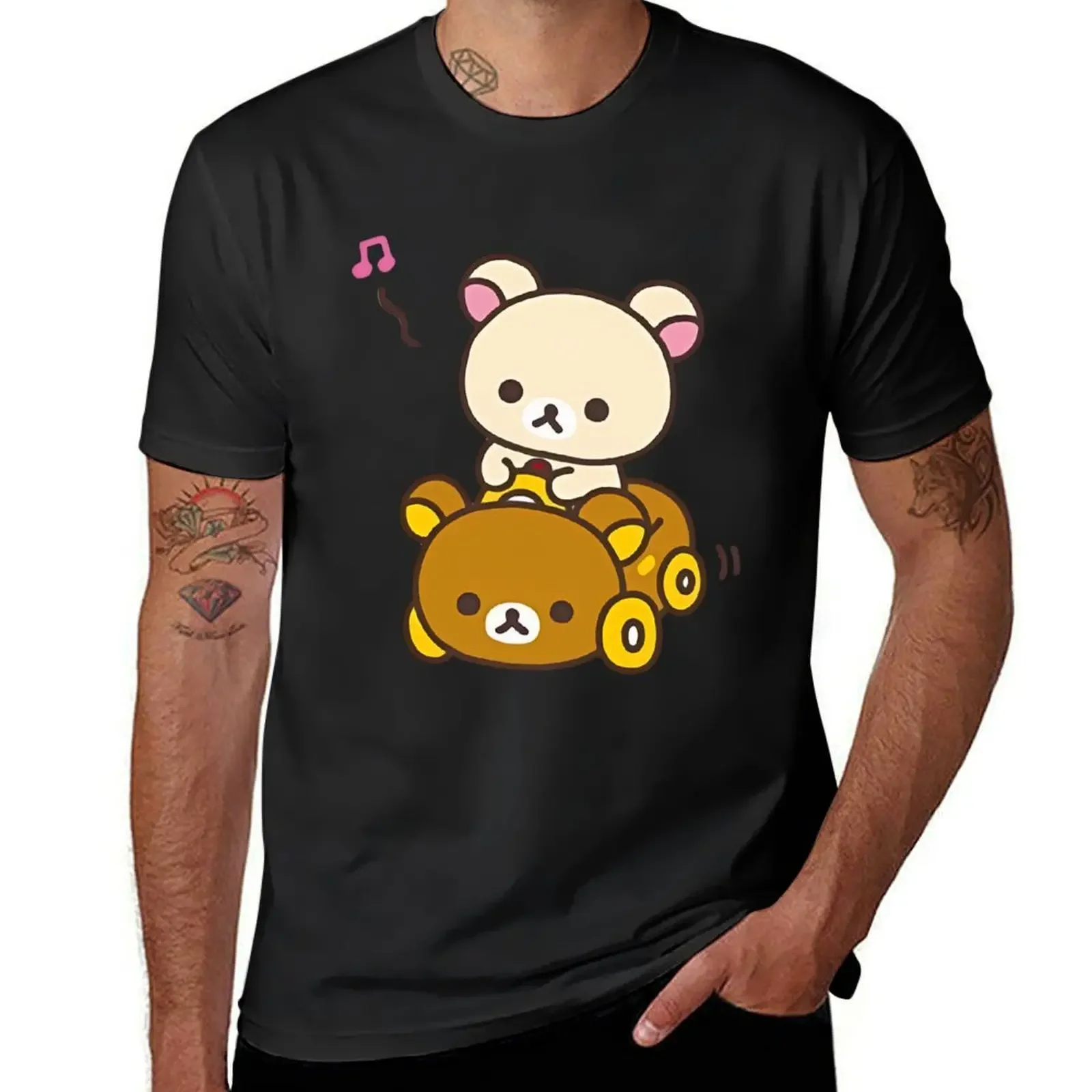 car drive rilakuma T-Shirt anime shirt cotton man t-shirts vintage clothes Luxury man shirts graphic tee men