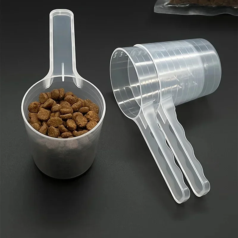 1/2pcs Transparent Pet Measuring Spoon With Scale Plastic Dog Cat Feeding Shovel Pet Tableware Supplies 50g 100ml