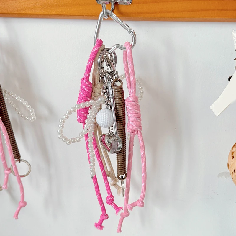 Original Designed Baseball Keychain Nylon Woven Rope Pendant DIY Trendy Heart Mixed Bag Phone Decor Handmade Women Girl Gift