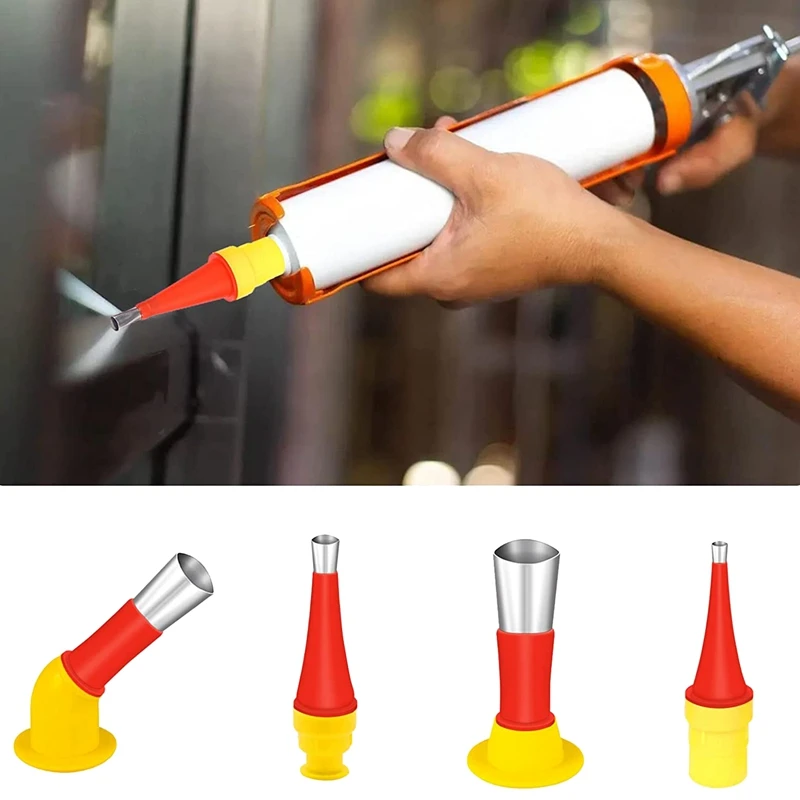 20 Pcs Caulking Nozzle Silicone Nozzles Reusable Stainless Steel Silicone Caulking Finisher Set Caulking Tips Set