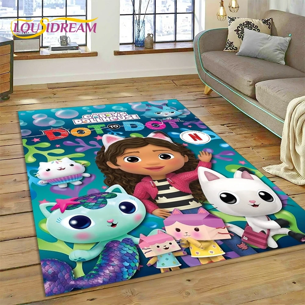 Cartoon Cute Gabbys Dollhouse Girl Carpet Rug for Bedroom Living Room Home Sofa Decoration,Children Game Large Decor Floor Mat