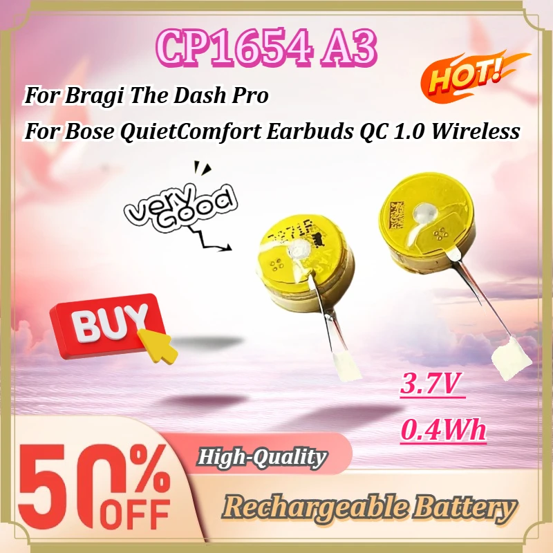 New CP1654 A3 3.7V 0.4Wh Rechargeable Bluetooth Earbuds Battery for Bragi The Dash Pro for Bose QuietComfort Earbuds QC 1.0