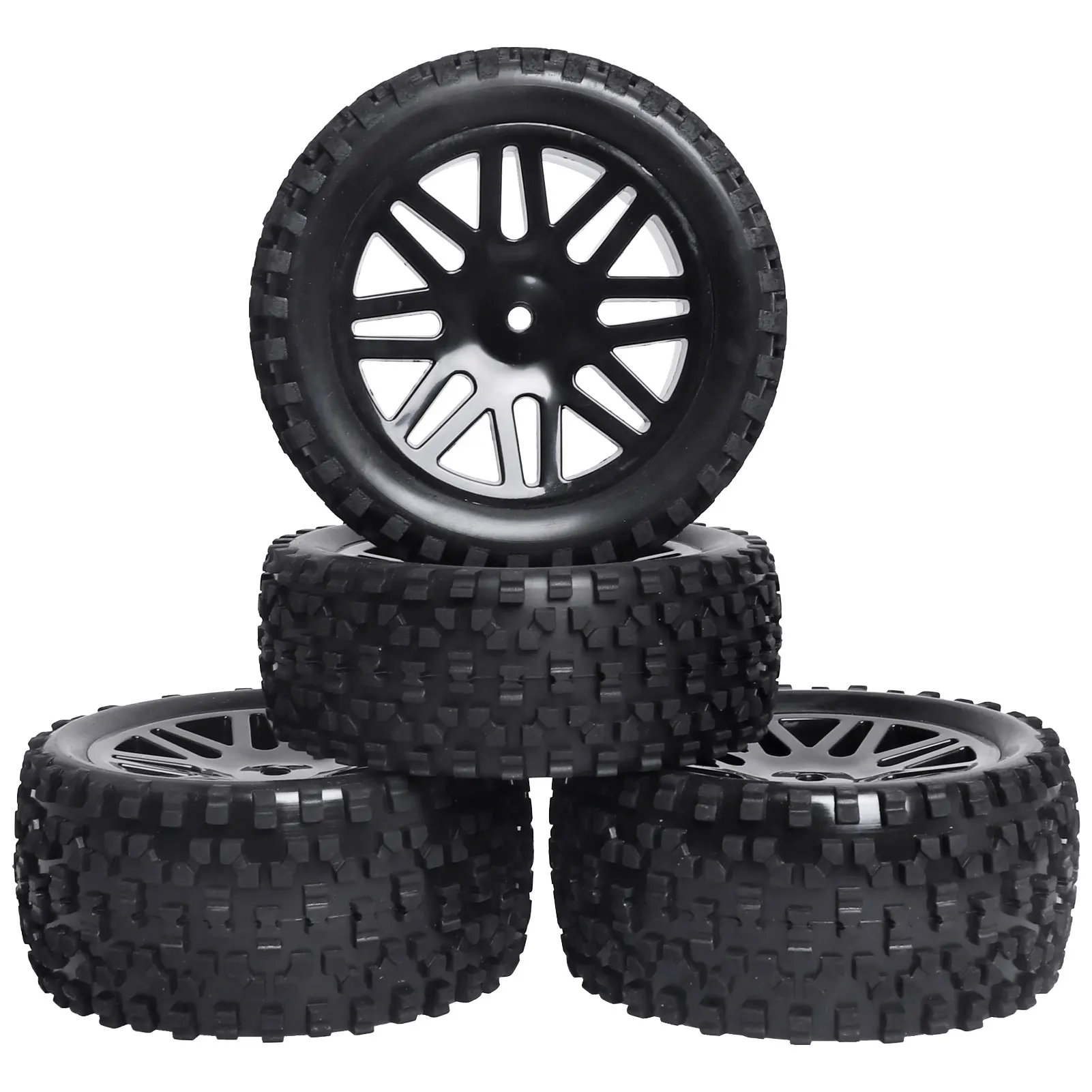 HobbyPark Front & Rear Wheels and Tires Off Road Buggy Tyres For 1/10 Redcat Shockwave, Tornado Epx,S30 12mm Hex Hub with Foam