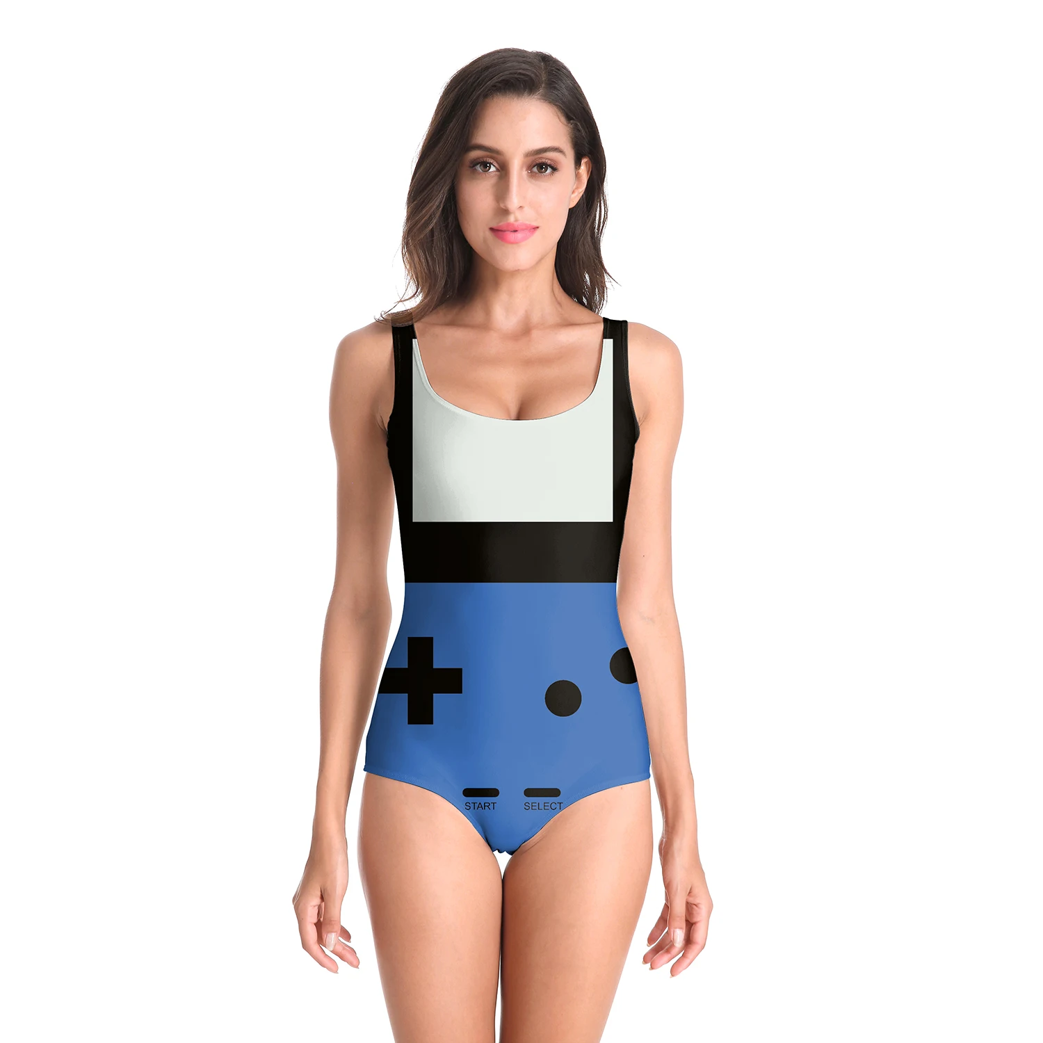 

Nadanbao Swimwear Woman Swimsuits Female One Piece Beach Party Elastic Blue Printing Summer Sexy Bodysuit Surfing Beachwear