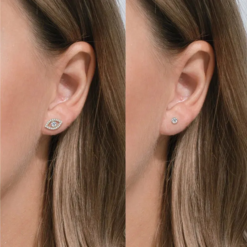 

Ehhai D VVS1 серьги-гвоздики с муассанитом «Глаз зла» для женщин, стерлинговое серебро 925 пробы, пирсинг для девочек, ювелирные изделия, подарки Pendientes